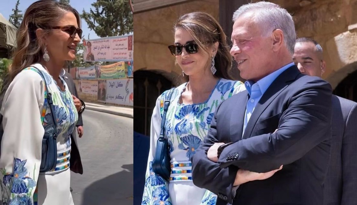 الملكة رانيا تزور "مادبا" بفستان أنيق رغم بساطته